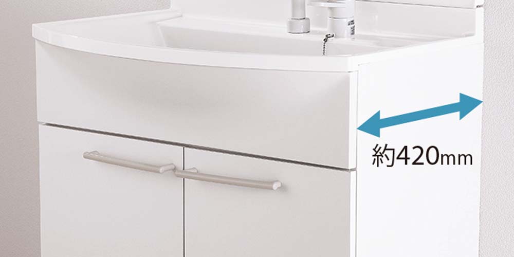 Panasonicの「Mライン」なら、奥行き420mmのコンパクトさで洗面所の空間を広く使える洗面リフォーム